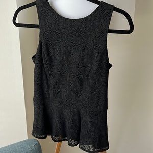 WHBM size 0 black lacy peplum top